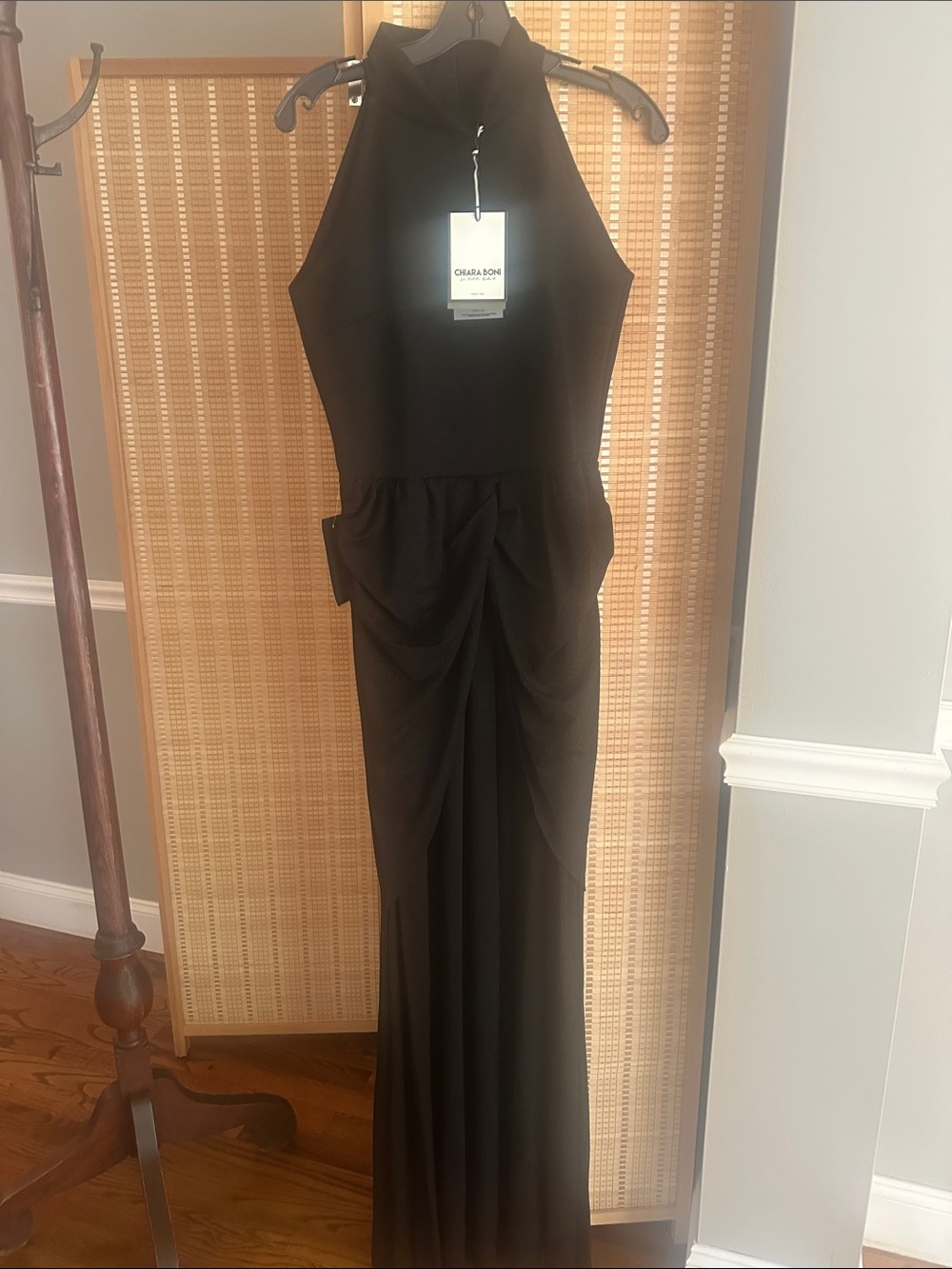 Chiara Boni Black Halter Maxi Gown